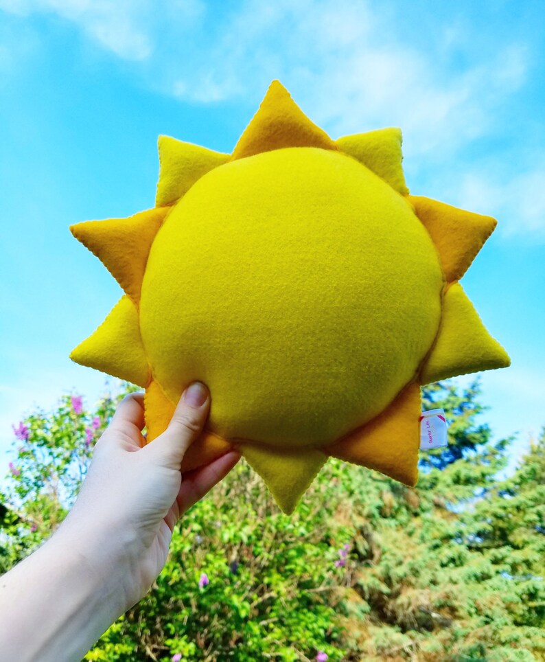 Sun Shaped Yellow Pillow Stuffed Plush Felt Sun Nursery Etsy