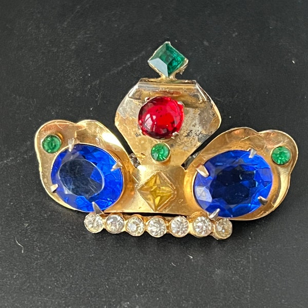 Coro Craft Sterling Crown Brooch