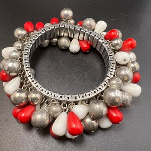 Cha Cha Red White Silver Bracelet
