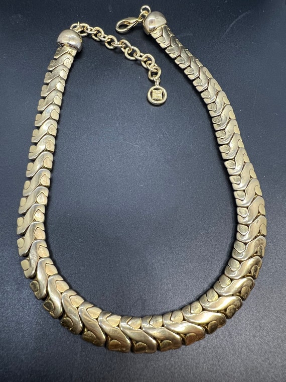 Givenchy Flat Gold Toned Statement Necklace