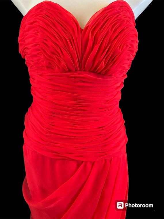 Vintage Victor Costa Red 1980s Gown Prom Evening - image 2