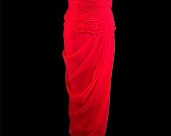 Vintage Victor Costa Red 1980s Gown Prom Evening