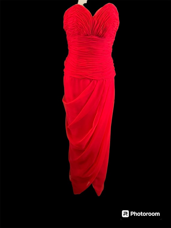 Vintage Victor Costa Red 1980s Gown Prom Evening