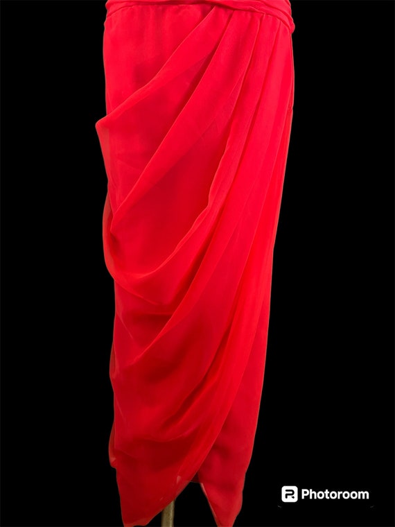 Vintage Victor Costa Red 1980s Gown Prom Evening - image 3