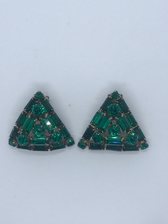 Christmas Green Rhinestone Earrings