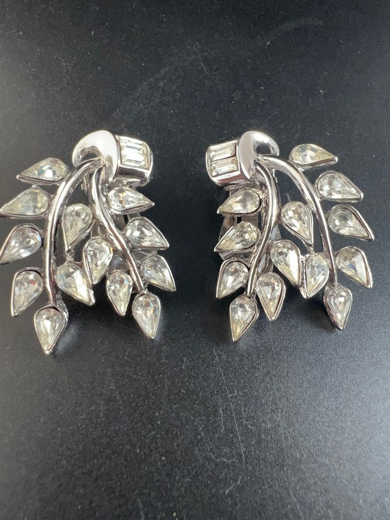 Crown Trifari Crystal Baguette Earrings