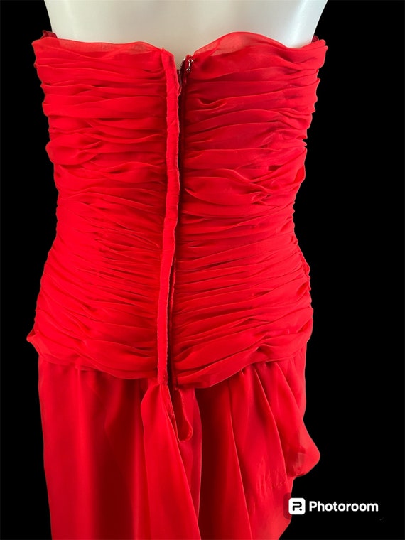 Vintage Victor Costa Red 1980s Gown Prom Evening - image 4