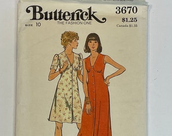 Butterick 3670 V Neck Knee Length Or Floor Length Wrap Dress Sewing Pattern Size 10