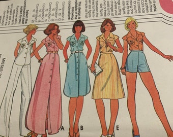 McCalls 5512 1977 Sewing Pattern - Misses Dress, Shirt, Skirt, Pants, Shorts Size: 10, 12, 14