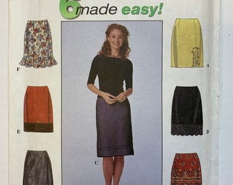 Simplicity 8664 1990s Sewing Pattern Misses’ A-line Skirts (Size 4,6,8)