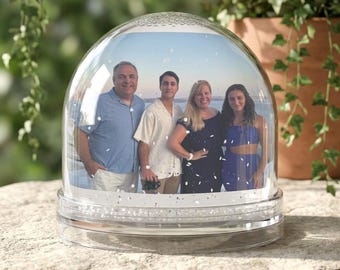Personalized Photo Snow Globe, Custom Picture Frame Decor