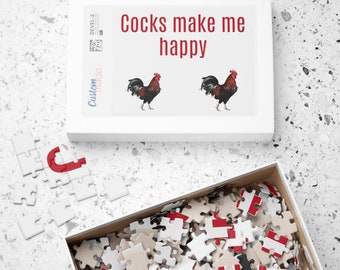 Puzzle dirty, adult jigsaw puzzle cocks make me happy gifts white elephant gift