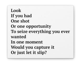 Eminem 'Lose Yourself' Texte Leinwand Wandkunst