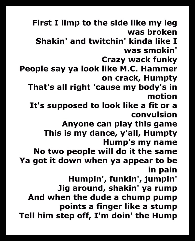 Old school hip hop Humpty Dance Digital Underground song Etsy