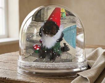Gnome Puppy Snow Globe | Dog Ornament Snowglobe