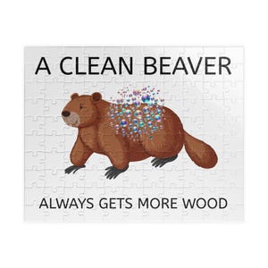 Adult Jigsaw Puzzle, Naughty Sayings, Funny Dirty Beaver Puzzle, Great Gift for White Elephant, Secret Santa Puzzle