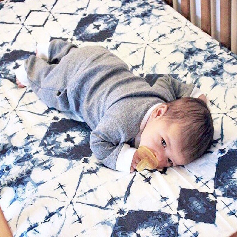 Crib Sheet Changing Pad Cover INDIGO BOHO Indigo Crib Etsy