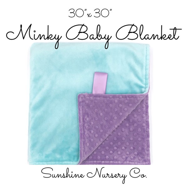MINKY BABY BLANKET- 30"x30" minky Stroller Blanket- swaddle blanket- baby blanket- blanket- boy baby blanket- girl baby blanket- Free Ship!