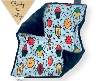 Lovey Blanket- BUG COLLECTION- insect lovey- security blanket- baby gift- boy lovey- baby blanket- bugs- insects- blue- black- lovey