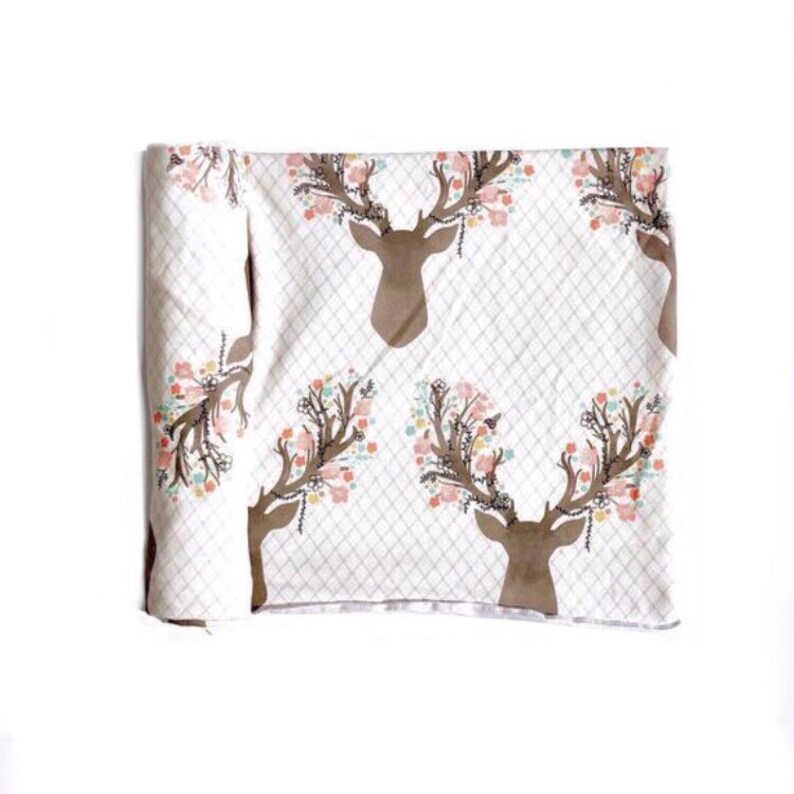 Knit Swaddle Blanket FLORAL FAWN Floral Swaddle Blanket Etsy