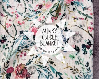 Cuddle Blanket- FABLE FLORAL- baby blanket- boho- bedding- floral- crib blanket- girl nursery- throw blanket- minky blanket- romantic- teal