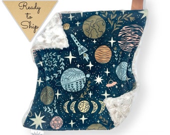 Lovey Blanket- STARDUST- baby lovey- security blanket- baby gift- gender neutral- boho- celestial- stars- baby blanket- planets- moon phases