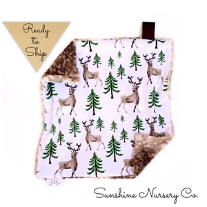Lovey Blanket- WINTER STAG- baby lovey- security blanket- baby gift- boy lovey- deer lovey- deer blanket- lovey- Cuddle blanket