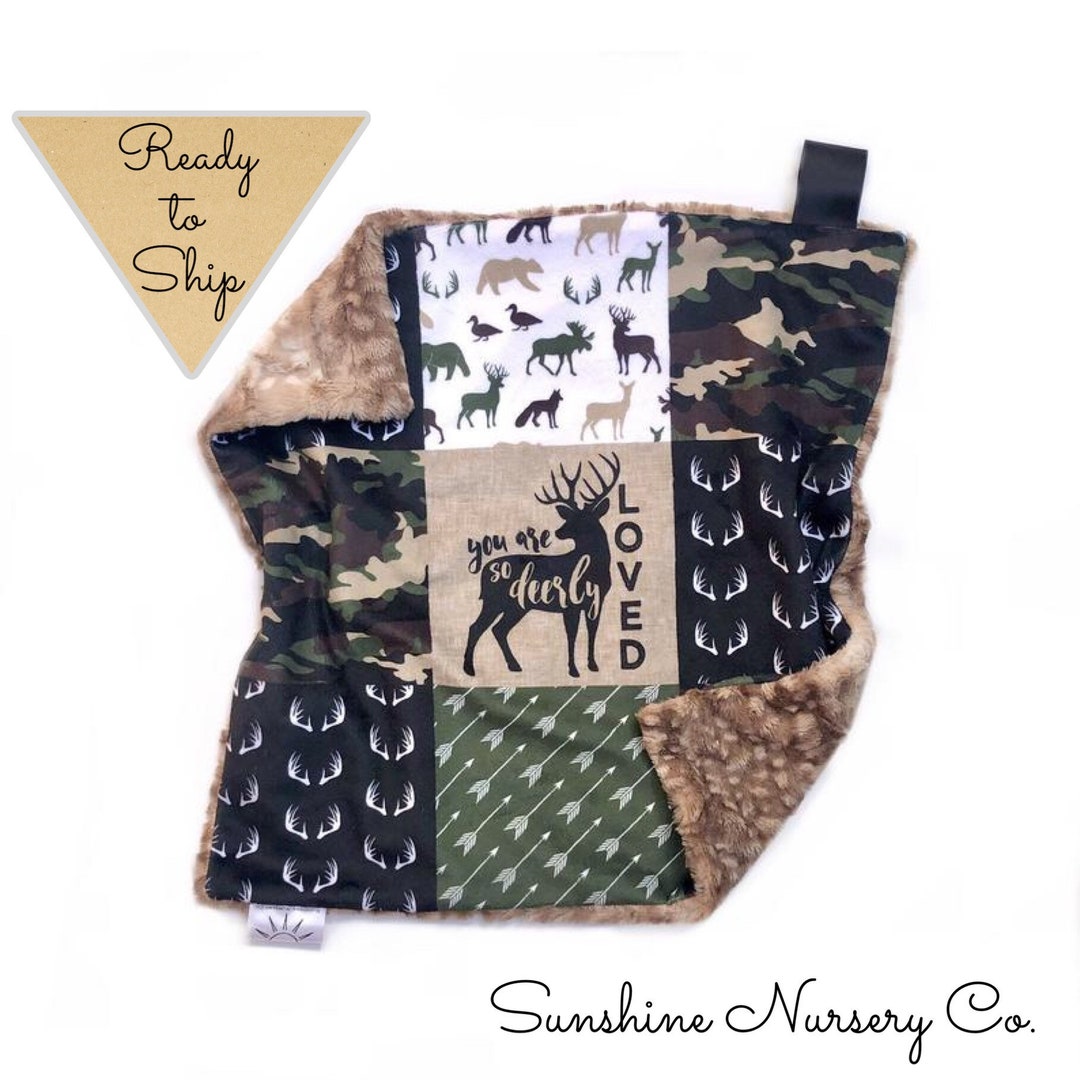 Lovey Blanket SO DEERLY LOVED Baby Lovey Security Blanket Baby Gift Boy