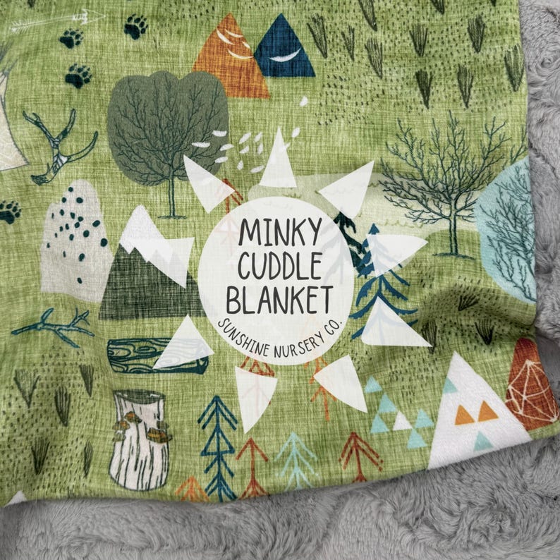 Cuddle Blanket- MAX’S MAP- baby blanket- boy nursery- boho bedding- minky blanket- crib blanket- throw blanket- adventure- olive green- image 1