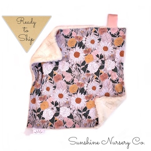 Lovey Blanket- NAOMI FLORAL- baby lovey- floral blanket- baby gift- girl lovey-  floral lovey- baby blanket- boho- cuddle blanket- mauve