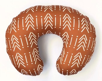 Nursing Pillow Cover- SICKLE MUDCLOTH COPPER- rust nursing pillow- boho cover- boy nursing pillow- neutral pillow cover- baby bedding