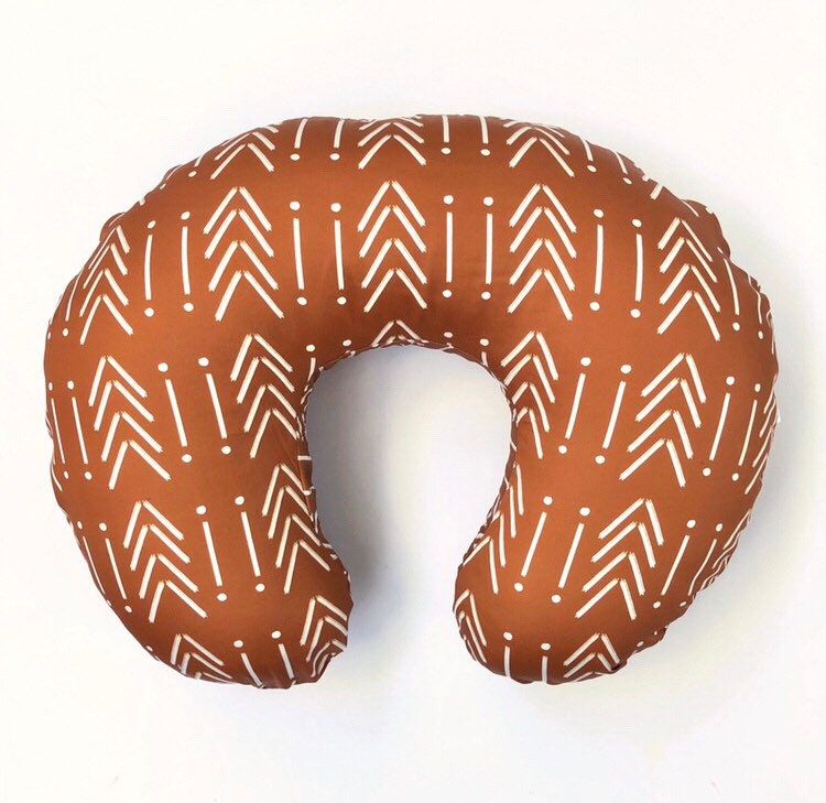 Nursing Pillow Cover- SICKLE MUDCLOTH COPPER- rust nursing pillow- bo…