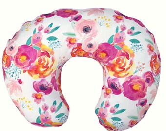 Nursing Pillow Cover- BLUSHING FLORAL WHITE- floral baby pillow cover- nursing cover- girl baby bedding- blushing floral- Free Shipping!