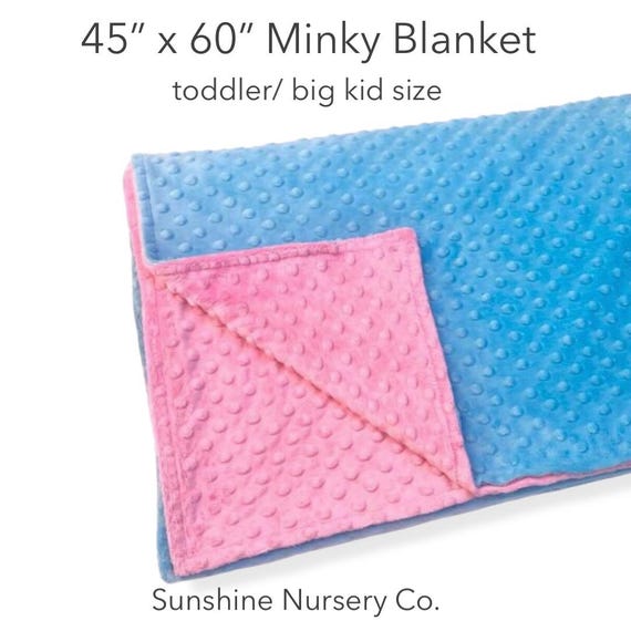 BIG MINKY BLANKET- 45"x60" Double-Sided Blanket- Toddler Bedding- Teens- You Choose Colors- Custom- personalized- embroidered