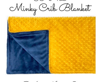 MINKY CRIB BLANKET- 30"x42"- minky blanket- minky baby blanket- minky dot blanket- you choose colors- Free Shipping!