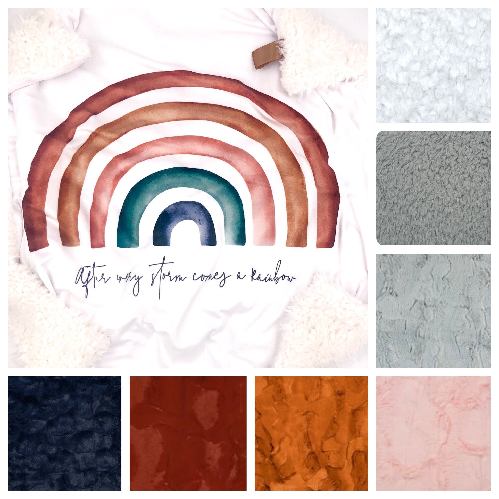 Rust Rainbow Baby Blanket, Rainbow Baby Blanket, Minky Baby Blanket