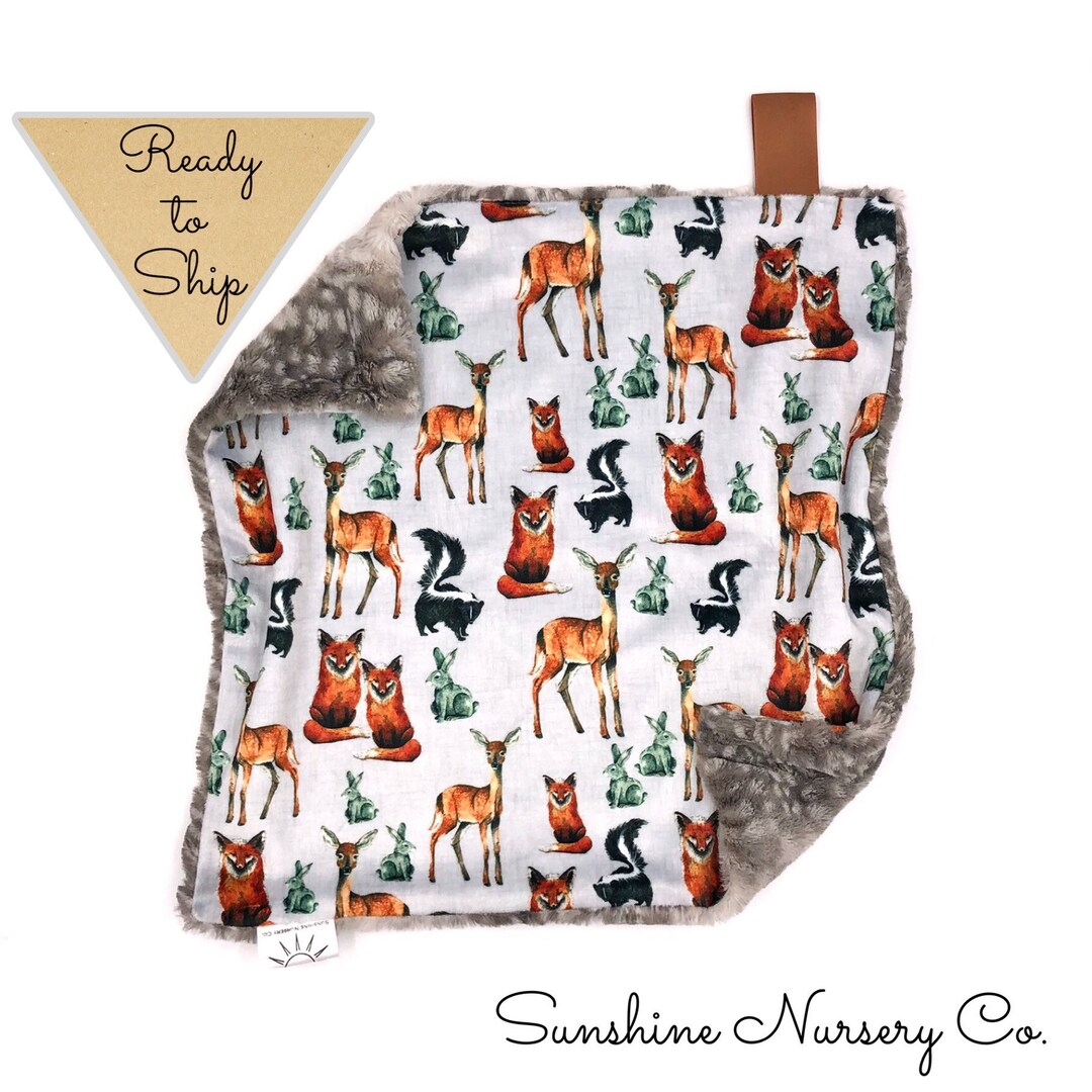 Lovey Blanket WOODLAND GRAY Baby Lovey Security Blanket Etsy