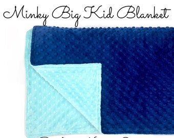 BIG MINKY BLANKET- 45"x60" Minky Double-Sided Blanket- Big Kid Blanket- Toddler Bedding- Minky Blanket- You Choose Colors- Free Shipping!