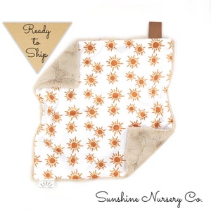 17"x17'' Lovey Blanket- GOLDEN SUN - baby lovey- security blanket- baby gift- boy lovey- ready to ship- baby blanket- lovey- sunshine lovey