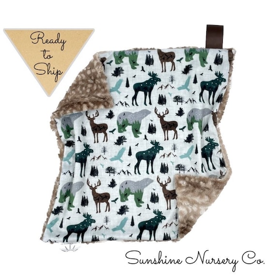 Lovey Blanket FOREST ANIMALS Baby Lovey Security Blanket Baby Gift Boy Lovey Baby Blanket Lovey Deer Moose Bear Woodland Etsy