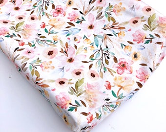 Crib Sheet or Changing Pad Cover- MAE FLORAL- Girl Crib Sheet- Girl Changing Pad Cover- floral Crib Sheet- floral Changing Pad- FREE Ship!