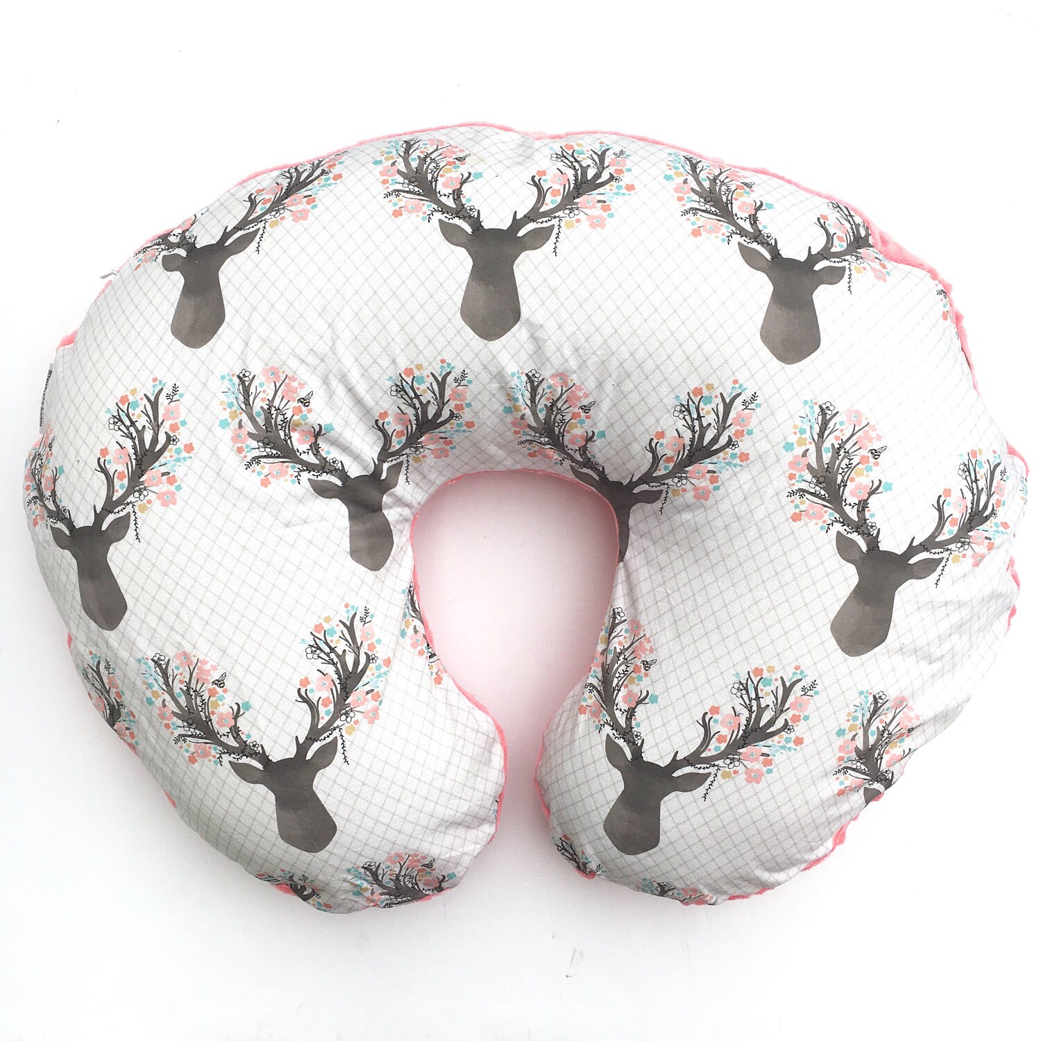 Nursing Pillow Cover- FLORAL FAWN- baby pillow cover- girl pillow cov…