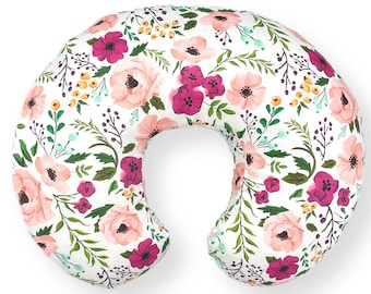 Nursing Pillow Cover- JOSIE FLORAL- floral baby pillow cover- nursing cover- girl baby bedding- bright floral- breastfeeding- Girl bedding