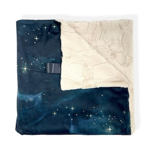 Baby Blanket- MYSTICAL NIGHT SKY- cuddle blanket- minky blanket- boho bedding- boy baby bedding- boy nursery- navy- stars- celestial