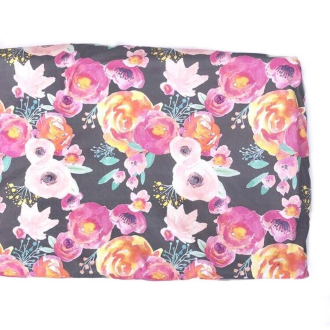 Crib Sheet or Changing Pad Cover BLUSHING FLORAL GRAY Girl Crib Sheet