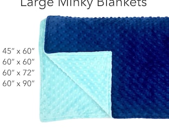 LARGE MINKY BLANKET- You Pick Colors and Size- 45"x60", 60"x60", 60"x72", 60"x90"-minky dot- twin- throw- Custom- cuddle- sofa