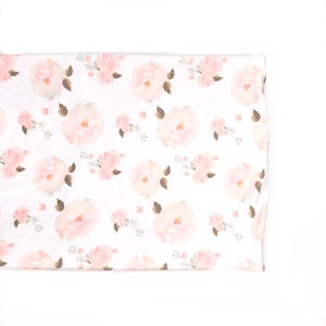 Crib Sheet or Changing Pad Cover- ROSE FLORAL- Girl Crib Sheet- Girl Changing Pad- floral Crib Sheet- floral bedding- pink- roses-Indy bloom