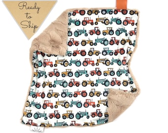 Lovey Blanket- COUNTRY TRACTORS- baby lovey- security blanket- baby gift- boy lovey- farm blanket- lovey- tractor blanket- farm