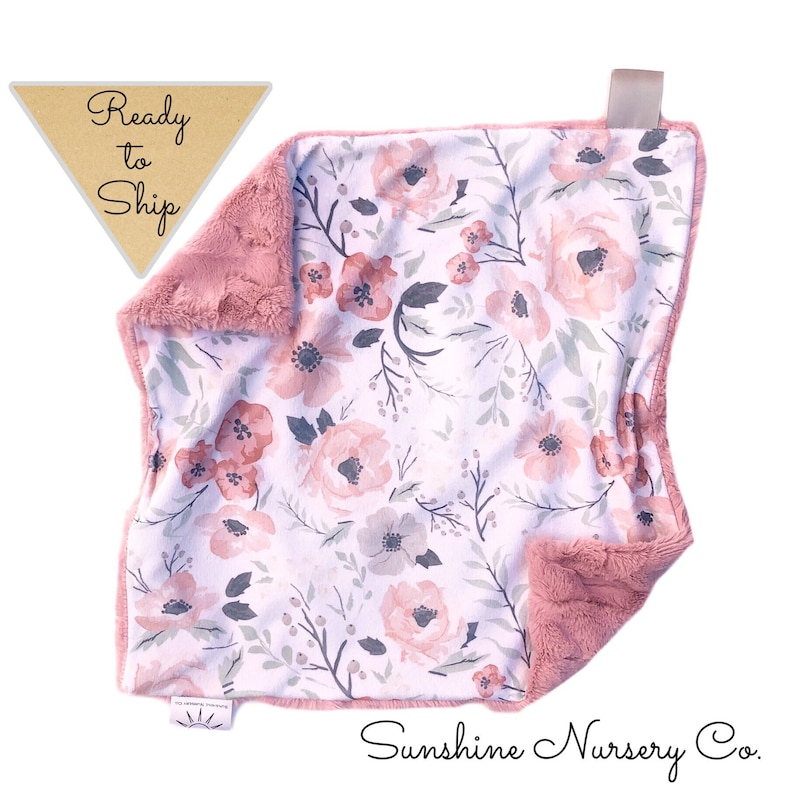 Lovey Blanket Free Shipping! girl lovey lovey ready to ship baby lovey baby gift baby blanket MEADOW FLORAL security blanket