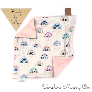 Lovey Blanket- BOHO RAINBOWS IVORY-baby lovey- boho blanket- baby gift- girl lovey- rainbow baby- baby blanket- lovey- cuddle blanket-